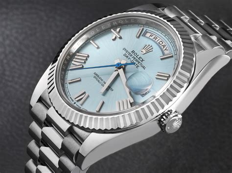 rolex day date 40mm blue dial|Rolex Day-Date fluted bezel.